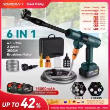 Pistolet do mycia samochodu wysokociśnieniowego 3500W 200Bar Bezszczotkowy Generator Bezprzewodowy 6w1 Maszyna do Czyszczenia Akumulator Makita 18V Pin