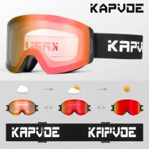 KAPVOE Nuovo Inverno Occhiali da sci fotocromatici Doppio magnete Assorbe strati UV400 Rivestimenti antiappannamento Uomo Donna Snowboard Sci