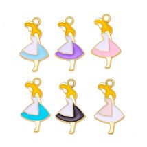 20Pcs Alloy Drip Enamel Princess Pendant Sweet Cartoon Dress Girl Charms For Jewelry Making DIY Necklaces Bracelets Accessories