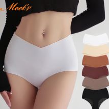 Meet'r Nahtlose Yoga-Unterwäsche aus Eisseide für Damen, hohe Taille, V-Form, atmungsaktiv, schnell trocknend, Dessous-Höschen, Sport-Slips