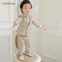 2024 neue Jungen Anzug Set Hochzeit für Kleinkind Jungen Abendkleid Kinder 1-8 Jahre Kleidung Khaki