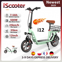 Scooter elettrico iScooter i12 con sedile e cestino, eScooter pieghevole da 500 W, 36 V 7,5 Ah, portata massima di 35 km, monopattino per mobilità per adulti