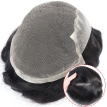 Q6 Base 6*8/6*9/7*10/8*10 Lace With PU Toupee Men Breathable Lace Front Men's Wig Human Hair Toupee Men's Replacement Systems