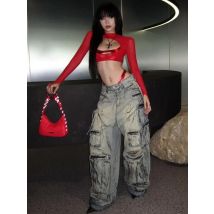 Durchsichtige Y2k-Kleidung, aushöhlen, Mesh-Crop-Top, dünnes Leibchen, Mini-Ropa de Mujer, Rave-Outfits, 2-teiliges Set, T-Shirts für Frauen