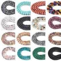 Wholesale Natural Stone Beads Amazonite Tiger Eye Agates Turquoises Hematite Round Beads For Jewelry DIY Bracelet Necklace 15"
