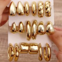 18 sztuk/zestaw Modne kolczyki w kształcie kropli wody dla kobiet, vintage, przesadzone geometryczne kolczyki koła z efektem skrętu, personalizowane prezenty jubilerskie, nowość