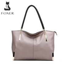 FOXER Marke Stilvolle Frauen Rindsleder Handtasche Weibliche Schulter Tasche Design Luxus Dame Große Kapazität Zipper Top-Griff Taschen