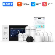 PGST PG-107 Sistema di allarme domestico wireless 4G Sistema di sicurezza WiFi con touch screen completo da 4,3 pollici, compatibile con Alexa e Google