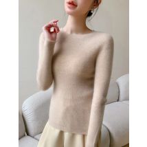 Basics 100% Merino Spinning Wool Women Sweater Autumn Winter Slim Knitted Pullover Soft Jumper Long Sleeve Cashmere Clothes Tops