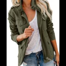 Frauen Jacken Zipper Gespleißt Taschen Volle Hülse Slim Fit Casual Mäntel Drehen Unten Kragen Feste Jacke Streetwear Herbst