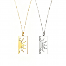 Collana con ciondolo sole placcato oro cavo 18 carati per donna Gioielli con collana di energia radiante spirituale Sunburst in acciaio inossidabile
