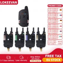 Kit allarme pesca alla carpa wireless, 4 allarmi e 1 ricevitore, allarme morso funzionale con tono radio, luce LED, sensibilità regolabile