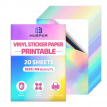 20 Blatt A4 (8,3 × 11,7 Zoll) Regenbogen-holografisches Vinyl-Aufkleberpapier, holografische wasserfeste Aufkleber, Tintenstrahldruck