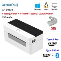 Xprinter 4 POLLICI 152 MM/S Stampante termica per etichette Supporto 26mm ~ 116mm Carta per etichette 203 DPI Stampante per etichette di spedizione 4'x 4', 4' x 6' Carta