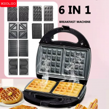 XEOLEO 6 In-1 Elettrico Waffle Maker Grill Panino Torta Mini Macchina Per Waffle Elettrodomestico Da Cucina Multibaker Macchina Per La Colazione