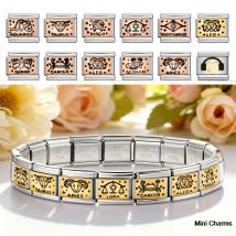 Fashions 12 Constellation Italian Charms Links Fit 9mm Women Men Bracelet Stainless Steel DIY Making Jewelry Beads Wholesale