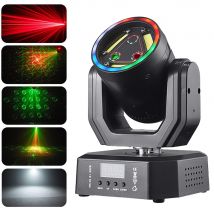 Mini luci a testa mobile a LED Effetto 3IN1 Luci stroboscopiche da palco a LED Luci laser per DJ con striscia LED per feste in discoteca, vacanze di nozze