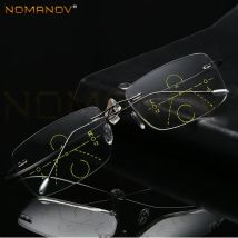 NOMANOV Titanium Frame Ultra Light Anti-fatigue Rimless Progressive Multifocal Reading Glasses Add 75 100 125 150 175 To 400