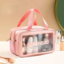 1 x wasserdichte, transparente Reise-Kosmetiktasche mit großem Fassungsvermögen – tragbare und organisierte Aufbewahrung für Make-up und Toilettenartikel
