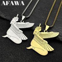 Ägyptische Isis Göttin des Lebens Halskette für Damen Herren Edelstahl Gold/Silber Farbe Ägypten Geheimnis Amulett Kette Schmuck