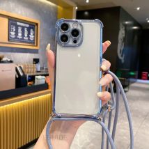 6D Clear Strap Case für Samsung Galaxy A55 A16 A36 A54 A35 A56 A17 S26 S24 FE Crossbody Lanyard Cord Stoßfeste Plating-Hülle