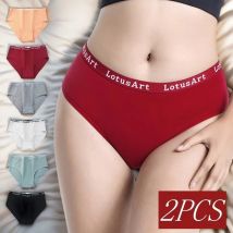 2 Teile/satz Baumwolle Höschen Frauen Hohe Taille Slips Einfarbig Weibliche Unterhose Komfort Atmungsaktive Dessous Dessous M-2XL