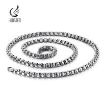 Fongten 6/7mm Box Kette Halskette Für Frauen Männer Edelstahl Platz Charme Halsband Silber Farbe Männer Hip hop Halsketten Schmuck