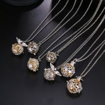 Mexiko Glockenspiel zweifarbige Anrufer Aroma therapie Medaillons Halskette ätherisches Öl Diffusor Frau Bola Musik note Anhänger Schmuck Geschenk