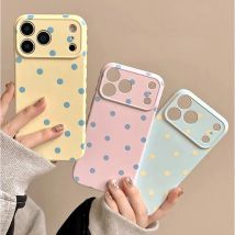 INS Lovely Polka Dot Niedliche weiche Handyhülle für IPhone 14 16 15 17 Pro Max 13, koreanische Süßigkeiten-Rosa-Telefon-Schutzhülle auf der Rückseite