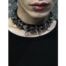 2025 New Punk Necklace Rivets Leather Metal Hip Hop Rock Cool Unisex Choker Neck Accessories for Women Men Jewelry