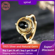 Neuer 18 Karat vergoldeter Damenring aus reinem S925-Silber, gepaart mit natürlichem Edelstein, Spinell-Damenring, Hochzeitsschmuckzubehör