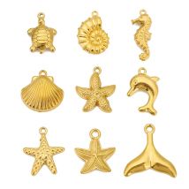 3 pezzi in acciaio inossidabile conchiglia oceanica conchiglia tartaruga coda di pesce delfino ciondolo per orecchini fai da te collana creazione di gioielli accessori
