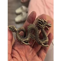 Solid Brass Chinese Zodiac Dragon Statue - Desktop Ornament for Home Office, Retro Feng Shui Crafts & New Year Gifts