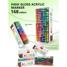 GuangNa 586 Straight Liquid High-gloss Acrylic Marker Pen 72/168 Color Art Painting Graffiti Manual Neutral Pen Large Capacity