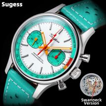 Sugess Chronograph Watch for Man ST19 Swanneck Movement Mechanical Wristwatches Sapphire Crystal Pilot Military Racing Clock New