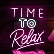 Zeit zum Entspannen, Leuchtreklame, dimmbar, rosa, weiß, LED-Neonlichter, Wanddekoration für Spa, Massage, Schlafzimmer, Bar, Party, Hochzeit