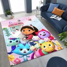 3D-Cartoon-süßer Gabbys Puppenhaus-Mädchen-Geschenkteppich für Schlafzimmer, Wohnzimmer, Sofa, Zuhause, Fußmatte, Dekor, große rutschfeste Bodenmatte für Kinder