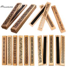 Chinesischer natürlicher Bambus Weihrauch brenner halter mit Verlege platte Aroma therapie Holz Weihrauch Lagerung und brennende Boxen Handwerk