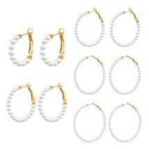 Perlen ohrring für Frauen 20mm bis 60mm, Edelstahl Perlen bügel Huggies Ohr leichter Schmuck