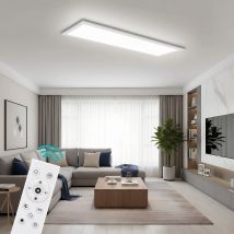 Panel de luz de techo LED blanco 58×20 cm, 24W 3100LM, lámpara plana regulable 3000K–6500K con control remoto, luz rectangular moderna para salón, dormitorio, cocina