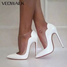 Elegant White Patent Pointed-Toe Stiletto High Heels Red Inside Stylish Party Shoes for Women,Comfortable & Chic Night Outings