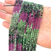 Natural Stone 2 3 4MM Faceted Round Ruby and Emerald Loose Spacer Beads for Jewelry Making Diy Bracelet Charms Accessories