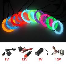 10m/5m/3m/1m 3V Bateria 5V USB 12V Neon Glow EL Drut z adapterem Elastyczna taśma LED do dekoracji samochodów na imprezy taneczne
