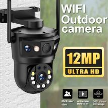 6K 12MP WIFI IP Kamera Drei Objektiv Dreifach Bildschirm 10x Zoom PTZ Auto Tracking Sicherheit Schutz Outdoor CCTV Video Überwachung