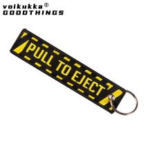 Ricami su entrambi i lati PULL TO EJECT Tag Portachiavi moda rettangolare Accessori portachiavi moto Regali souvenir all'ingrosso