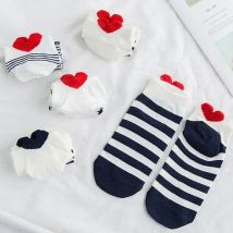 5 Paar lustige Söckchen für Damen, Neuheit, modisch, Cartoon-Absatz, Herz, niedrig geschnittene Socken, Kinder, süßer Druck, Sommer, Baumwolle, kurze Socken
