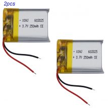 2 Stück 3,7 V 250mAh 0,925 Wh wiederauf ladbarer Lipo-Li-Akku für GPS-Uhr Kamera-Fahr rekorder Bluetooth-Lautsprecher aufnahme