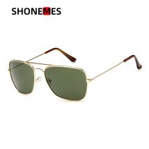 Shonemes Quadratische Sonnenbrille Vintage Double Bridge Driving Shades Metallrahmen Outdoor UV400 Sonnenbrille für Männer Frauen
