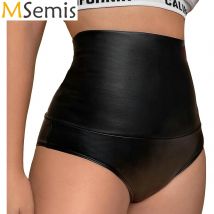 Schwarze Frauen Disco Party Rave Booty Shorts für Pole Dance Pu Leder Slips einfarbige High Taille Hot pants Nachtclub Clubwear