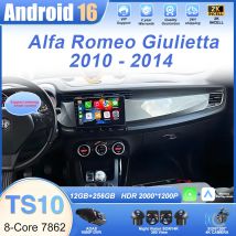 Autoradio Android 16 per Alfa Romeo Giulietta 2010-2018, Lettore Multimediale GPS, Navigazione 5G WiFi BT HDR QLED, Senza DVD 2din